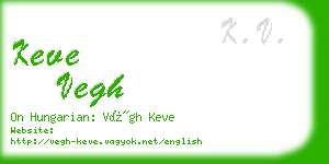 keve vegh business card